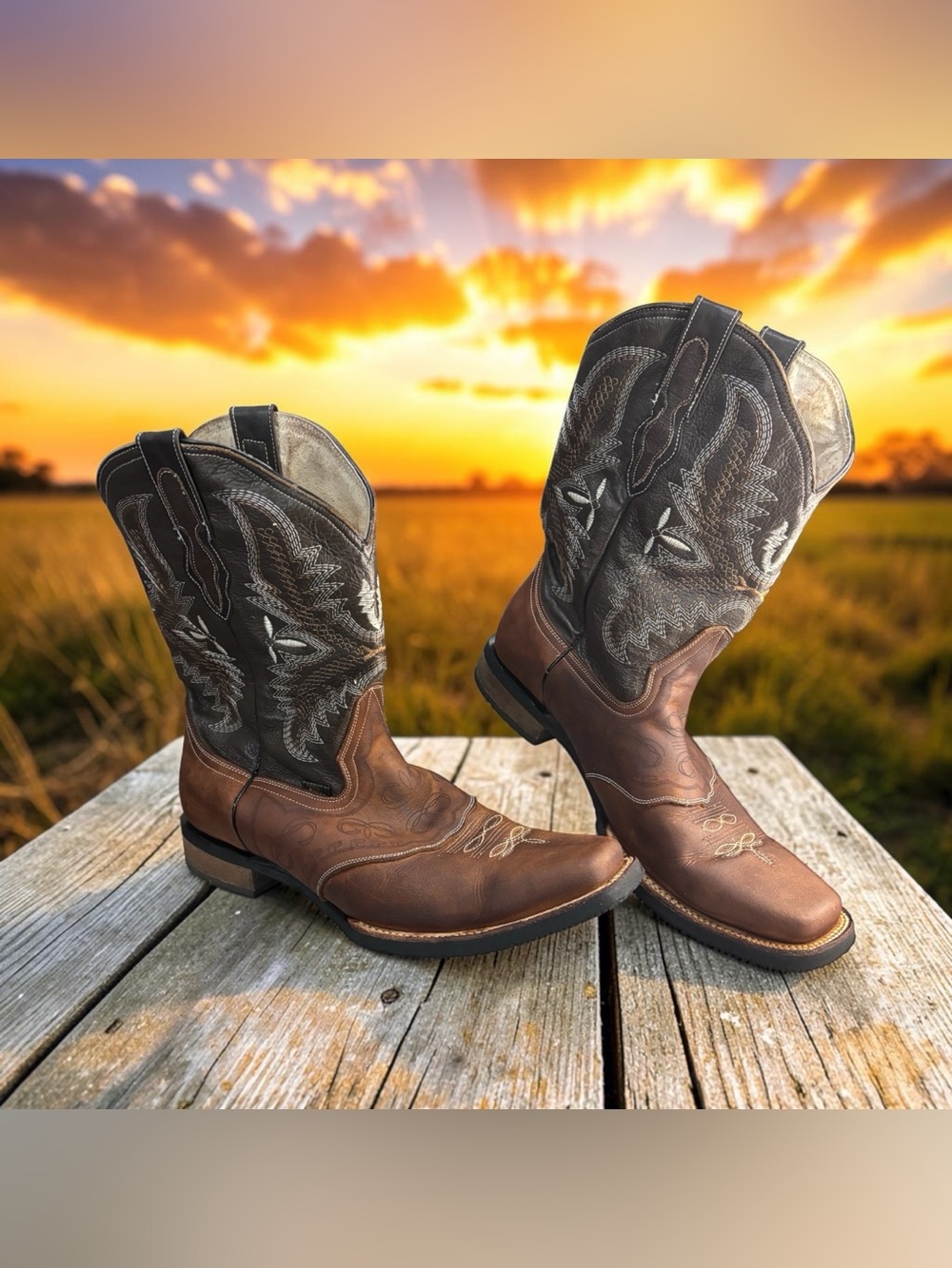 Carreta Western Rodeo Cowboy Boots Men Leather Embroidered Shaft Size 31 13.5 14